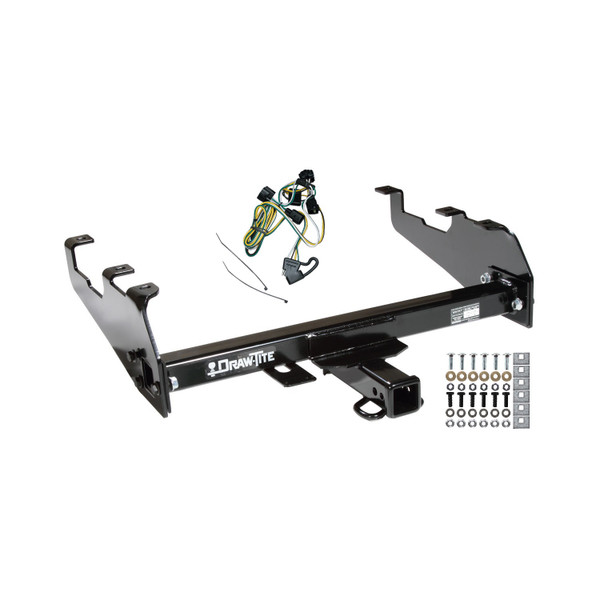 1995-2002 Dodge Ram 2500 w/Deep Drop Bumper Draw-tite Class 3 Trailer Hitch, 2 Inch Square Receiver Bundle w/ Plug-n-Play T-One Wiring Harness - Draw-tite