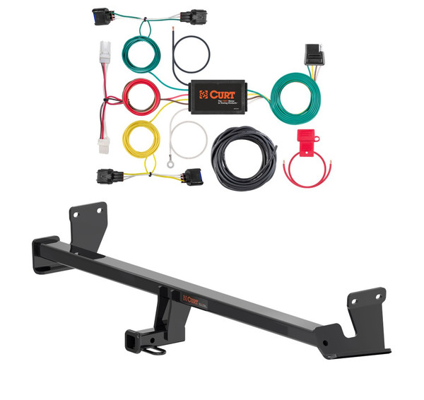 2018 - 2021 Hyundai Kona Excluding electric Curt 1-1/4", Class 1 Trailer Tow Hitch + 4-flat Wiring Kit 11529 - CURT