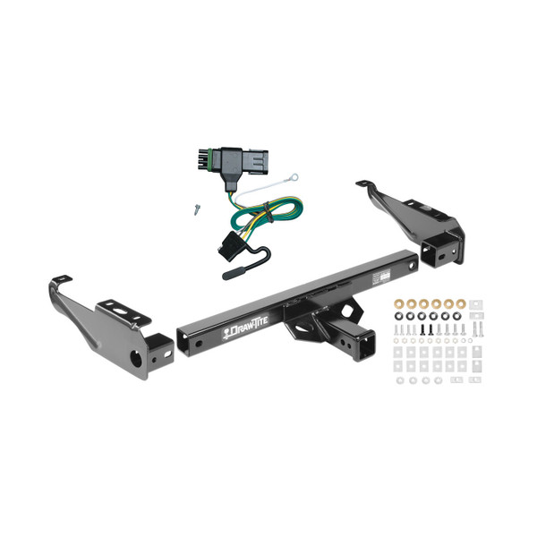 1988-2000 Chevrolet C3500 Regular & Extended Cabs Draw-tite Class 4 Multi-Fit Trailer Hitch, 2 Inch Square Receiver Bundle w/ Plug-n-Play T-One Wiring Harness - Draw-tite