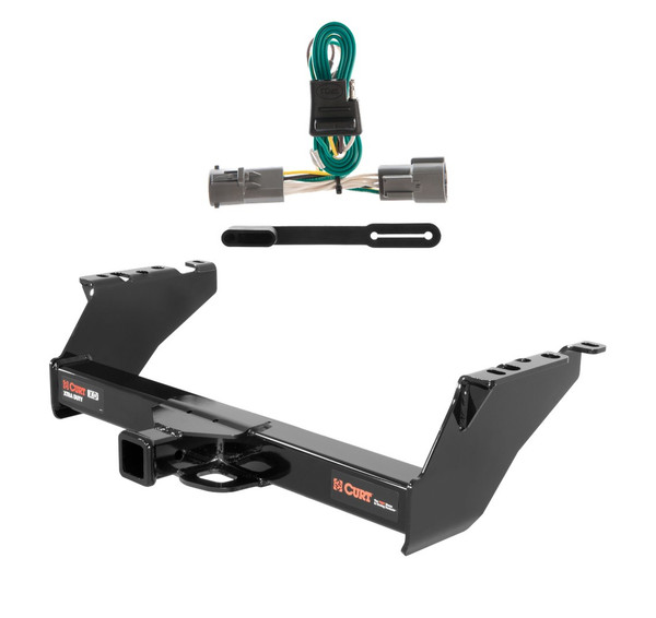 1987 - 1996 Ford F-250 Old body, excluding 10" drop bumper and 1973 - 1979 crew cab Curt 2", Class 5 Trailer Tow Hitch + 4-flat Wiring Kit 15300-4 - CURT