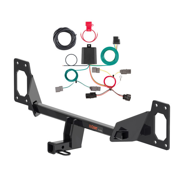 2022 - 2024 Honda Civic Hatchback, excluding center exhaust Curt 1-1/4", Class 1 Trailer Tow Hitch + 4-flat Wiring Kit 11591 - CURT