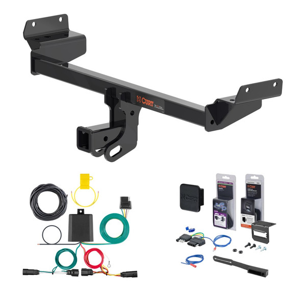 2019 - 2024 Ford Edge Curt 2" Class 3 Trailer Tow Hitch + 5-Flat Wiring Kit Tow Boat/Utility Trailer with Surge Brakes 13452 - CURT