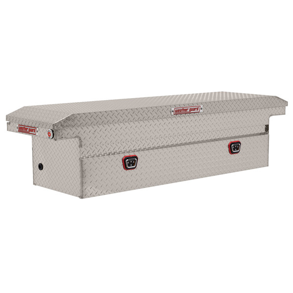 WEATHER GUARD 121-0-04 Aluminum Saddle Tool Box, 11 Cu Ft, Full Low Profile, Clear Finish, Tamper Resistant Lock - Weather Guard