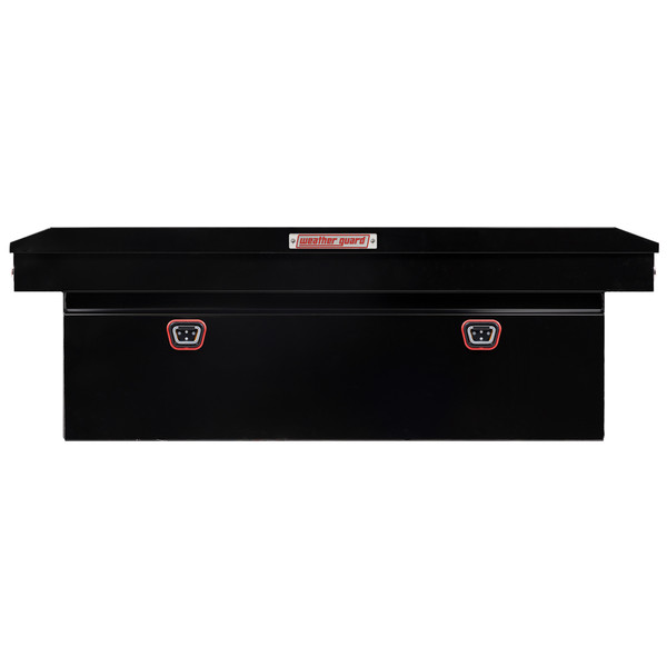 WEATHER GUARD 15 Cu Ft Steel Saddle Tool Box 128-5-04, Full Deep, Gloss Black, Tamper Resistant Push Button Lock - Weather Guard