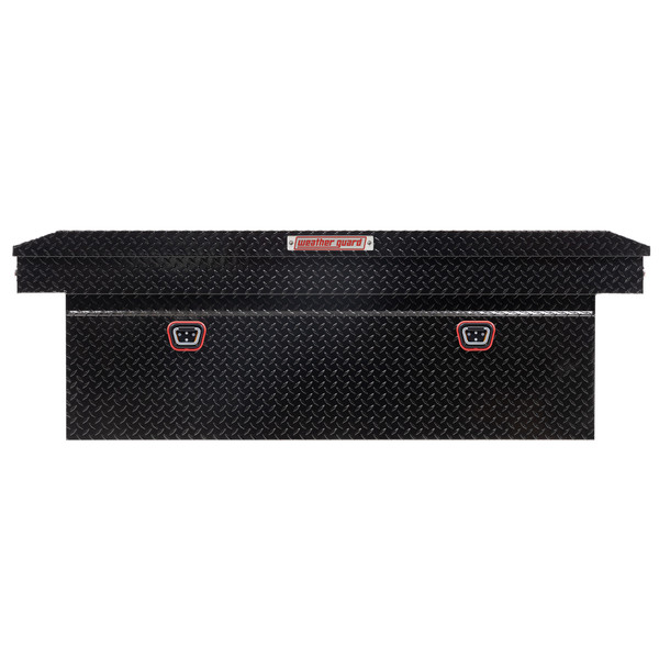WEATHER GUARD 123-5-04 Aluminum Saddle Tool Box, 15 cu ft, Full Deep, Gloss Black, 1KEY Ultralock System - Weather Guard