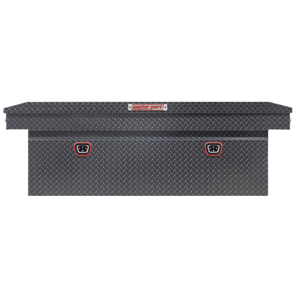 WEATHER GUARD 123-6-04 Aluminum Saddle Tool Box, 15 Cu Ft, Gunmetal Gray, Full Deep, Tamper Resistant Push Button Lock - Weather Guard