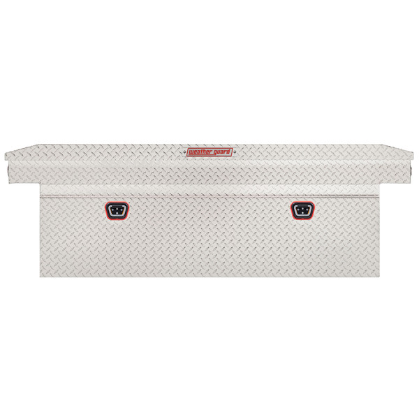 WEATHER GUARD 15 cu ft Aluminum Saddle Tool Box 123-0-04, Full Deep Clear Finish, Tamper Resistant Push Button Lock - Weather Guard