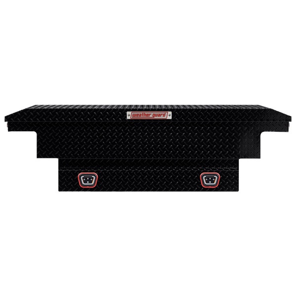 WEATHER GUARD 131-5-04 Aluminum Saddle Tool Box, 8 Cu Ft, Compact Low Profile, Gloss Black, Tamper Resistant Lock - Weather Guard