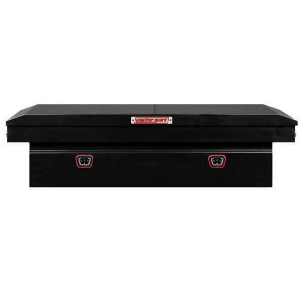WEATHER GUARD 15.5 Cu Ft Steel Saddle Tool Box 116-5-04, Extra Wide, Gloss Black, Tamper Resistant Push Button Lock - Weather Guard