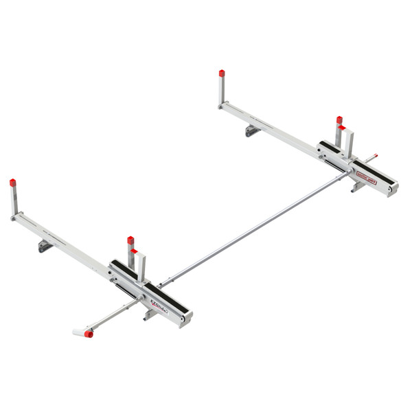 Weather Guard 2261-3-01 4.8 ft Fixed Drop-Down Ladder Rack, 62"W x 112"D x 19"H, White Aluminum Powder Coat - Weather Guard