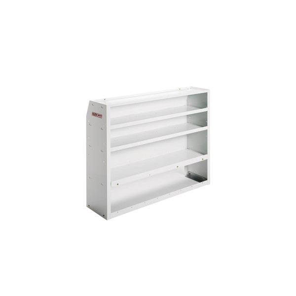 Weather Guard 9452-3-01 Welded Steel Shelf Unit, 4 Shelves, 42"H x 51"W x 14"D, White Powder Coat Van Storage - Weather Guard