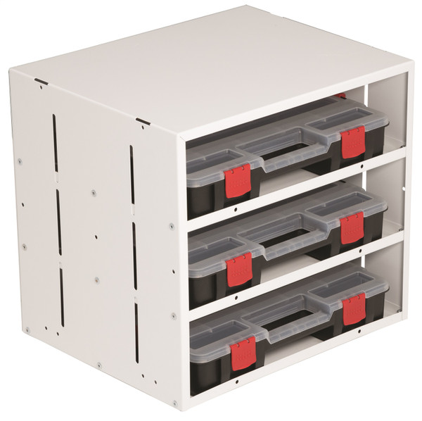 WEATHER GUARD 9960-3-01 Stackable Cabinet, Three-Shelf w/3 Small Parts Organizer Cases, Van Storage System - Weather Guard