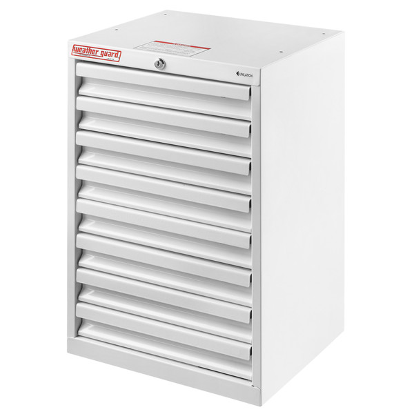 Weather Guard 9928-3-02 8-Drawer Van Storage Cabinet, 24"H x 16"W x 14"D, White Steel Floor Unit - Weather Guard