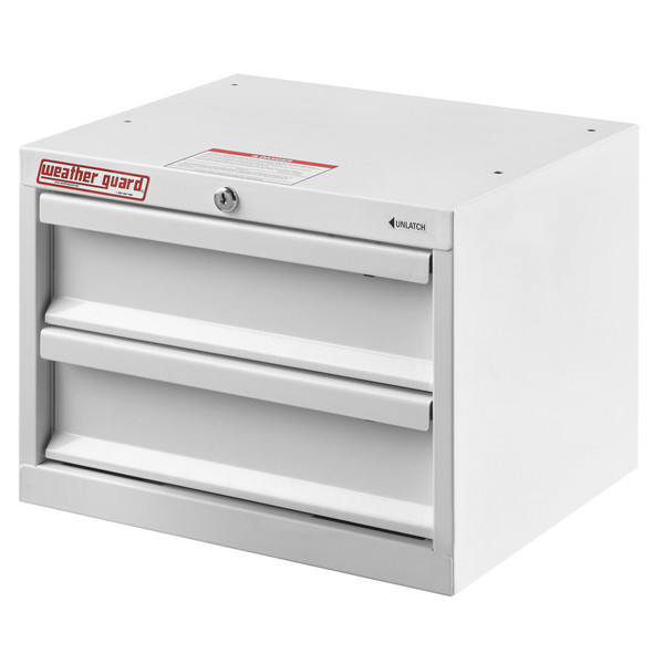 Weather Guard 9912-3-02 2-Drawer Steel Cabinet, 16"W x 12"H x 13.6"D, White Van Storage System - Weather Guard
