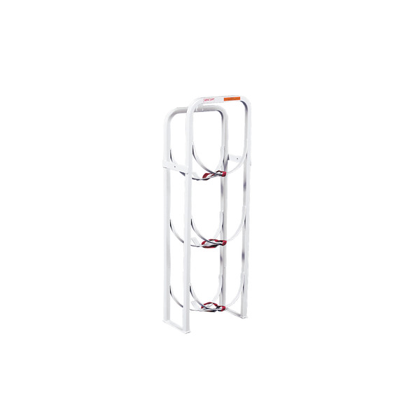 Weather Guard 9862-3-01 Refrigerant Tank Rack, 5.1 ft, Holds Four 50 lb Tanks, 45.5"H x 15.5"W x 8"D, White Steel Floor Mount - Weather Guard