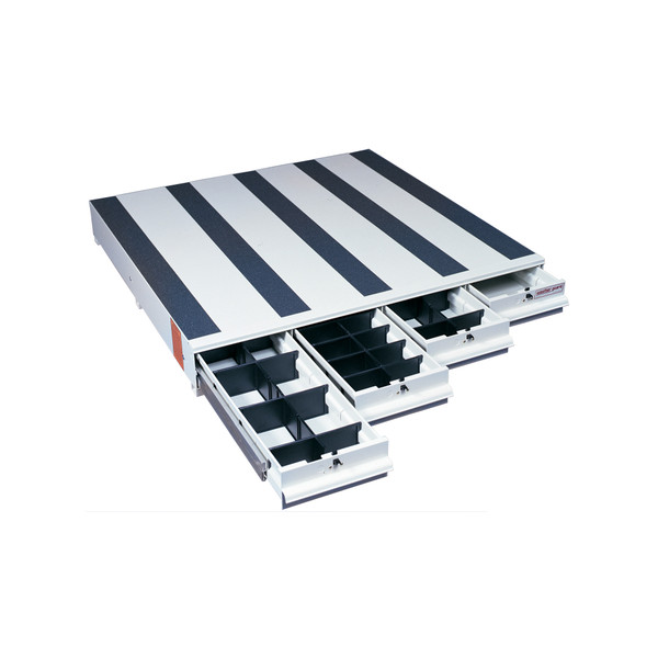 Weather Guard 318-3 Aluminum Drawer Unit, 49"L x 48"W x 6.75"H, 75 lbs Capacity, Van Storage System - Weather Guard