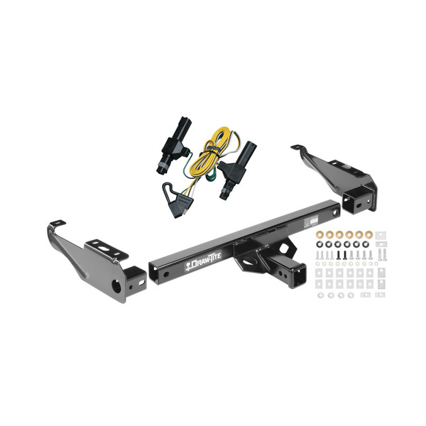 1986-1993 Dodge W150 Draw-tite Class 4 Multi-Fit Trailer Hitch, 2 Inch Square Receiver Bundle w/ Plug-n-Play T-One Wiring Harness - Draw-tite
