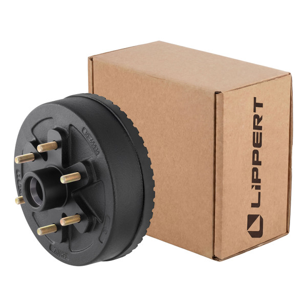 Lippert 2025077655 ABS 10" Black Brake Hub, 4,400-lb. Axles, 6 on 5-1/2" Bolt Pattern, 1/2" Studs, Races Included - CURT