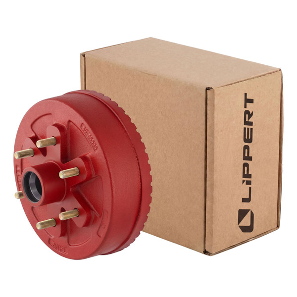 Lippert 2025077657 ABS 10" Red Brake Hub, 4,400-lb Axles, 6 on 5-1/2" Bolt Pattern, 1/2" Studs, Races & Wheel Studs Included - CURT