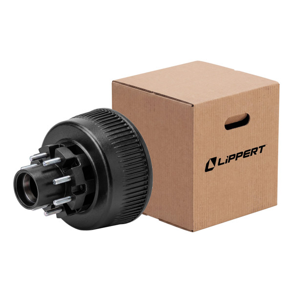 CURT 2025077683 Lippert ABS 12-1/4" Black Brake Hub Assembly, 12K-lb Axles, 8 on 6-1/2" Bolt Pattern, 5/8" Studs - CURT