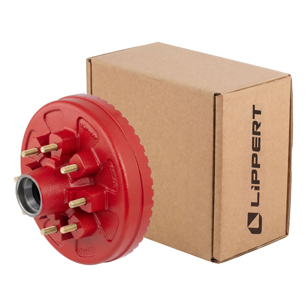 Lippert 2025077667 ABS 12" Red Brake Hub, 7,000-lb Axle, 8 on 6-1/2" Bolt Pattern, 1/2" Studs, 16" Wheel - CURT