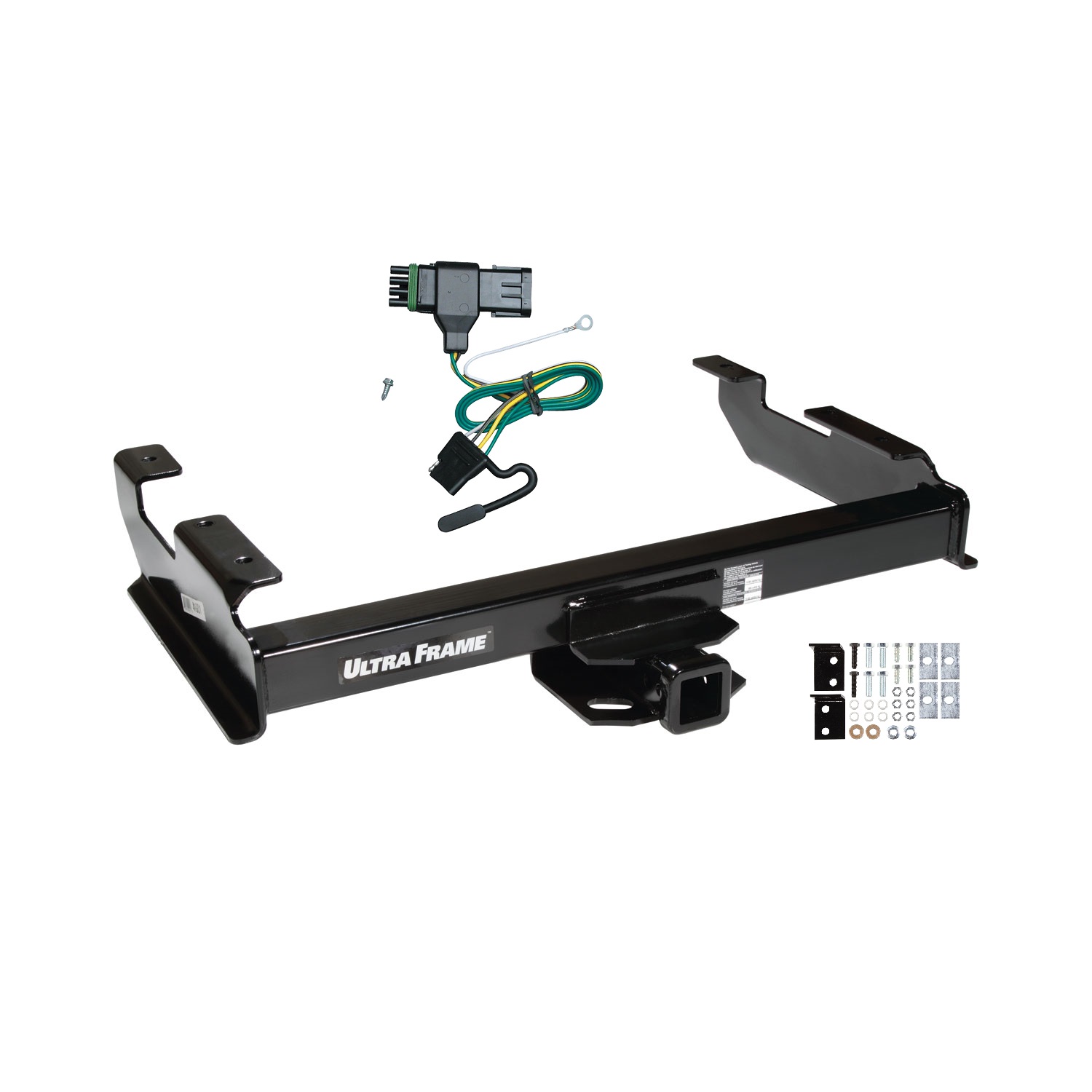 1988-1999 Chevrolet C1500 Draw-tite Class 4 Trailer Hitch, 2 Inch Square Receiver Bundle w/ Plug-n-Play T-One Wiring Harness 41901 thumbnail 0