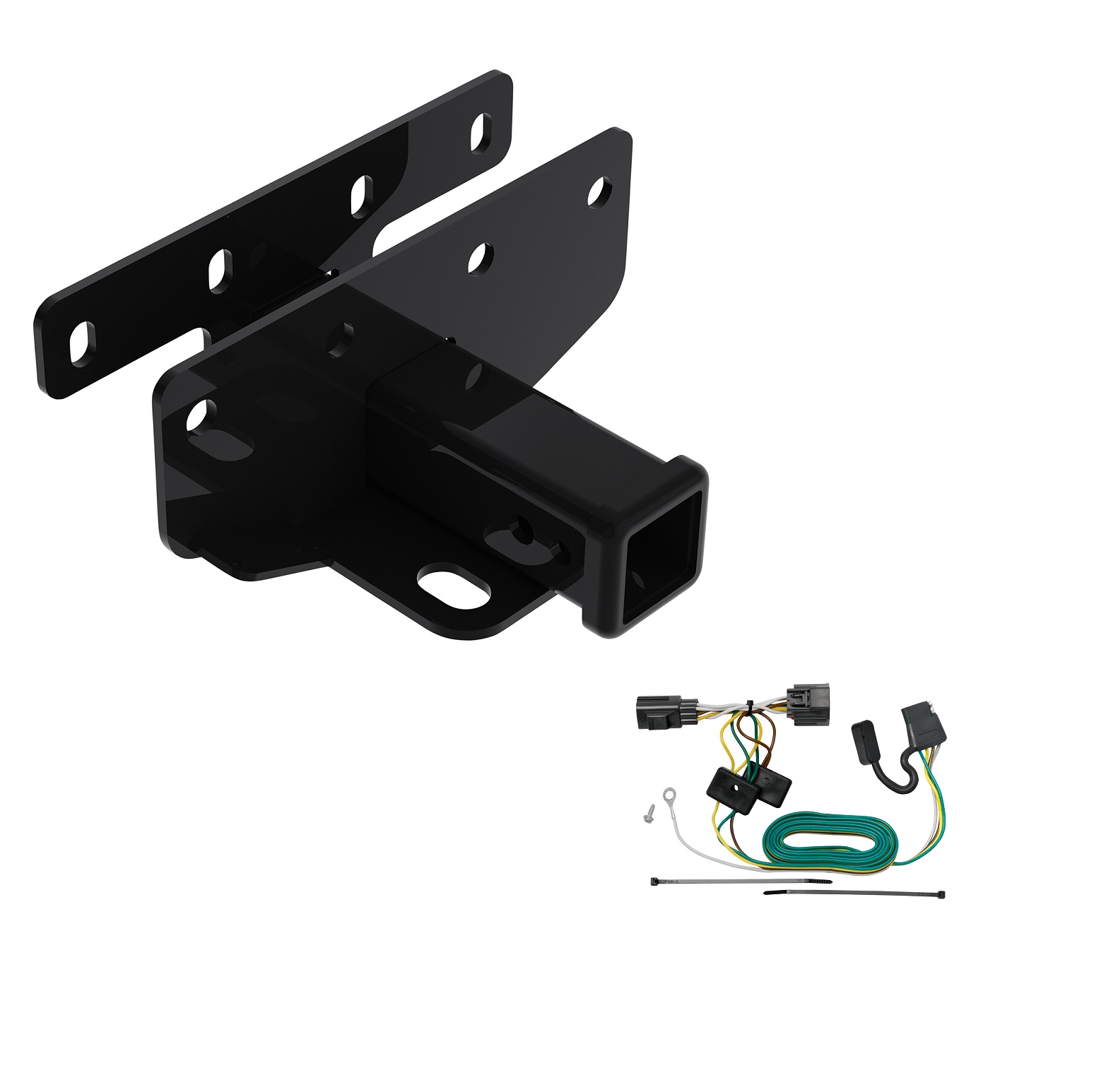 2007-2017 Jeep Wrangler Except w/Right Hand Drive Draw-tite Class 3 Trailer Hitch, 2 Inch Square Receiver Bundle w/ Plug-n-Play T-One Wiring Harness thumbnail 0