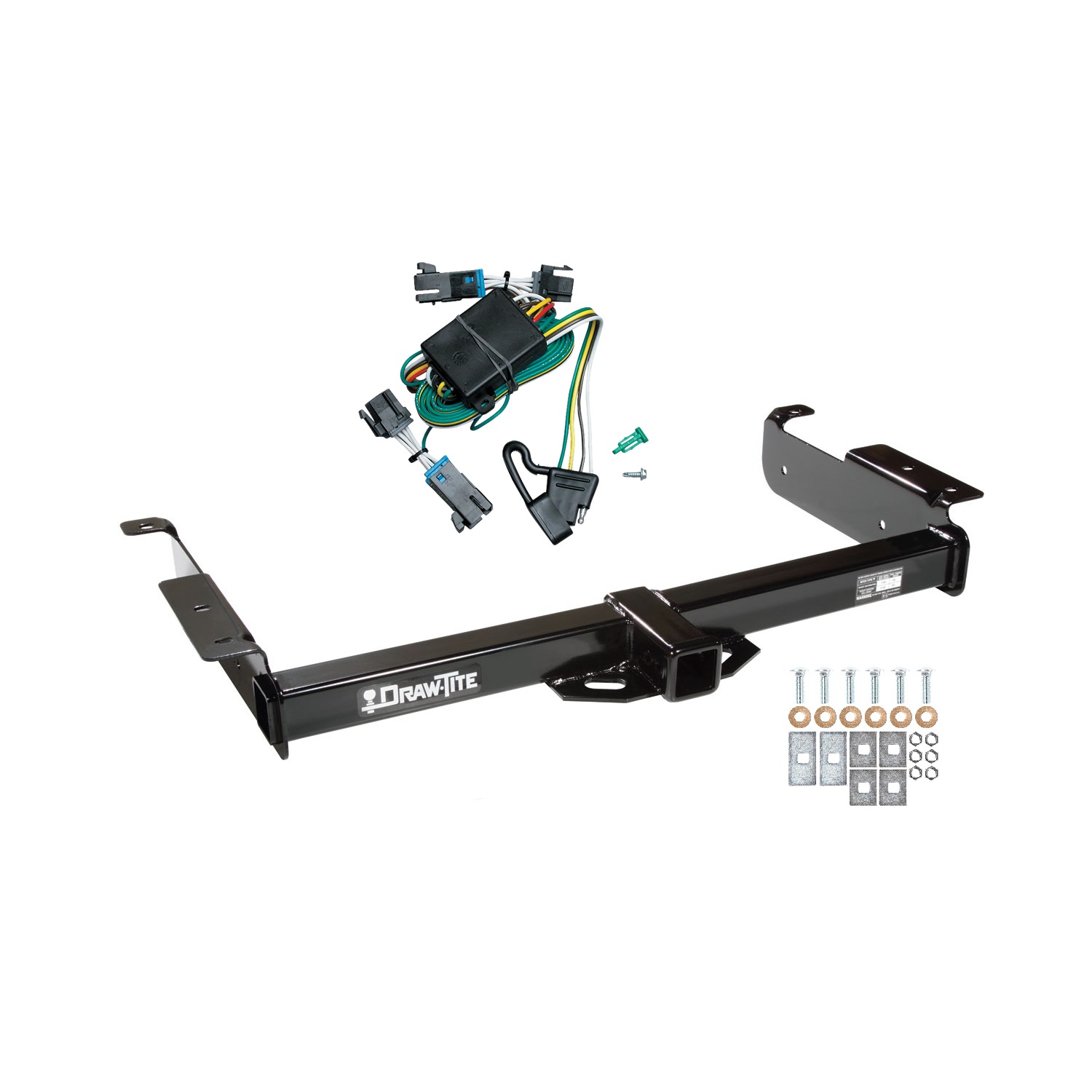 2000-2002 Chevrolet Express 1500 Draw-tite Class 3 Trailer Hitch, 2 Inch Square Receiver Bundle w/ Plug-n-Play T-One Wiring Harness thumbnail 0