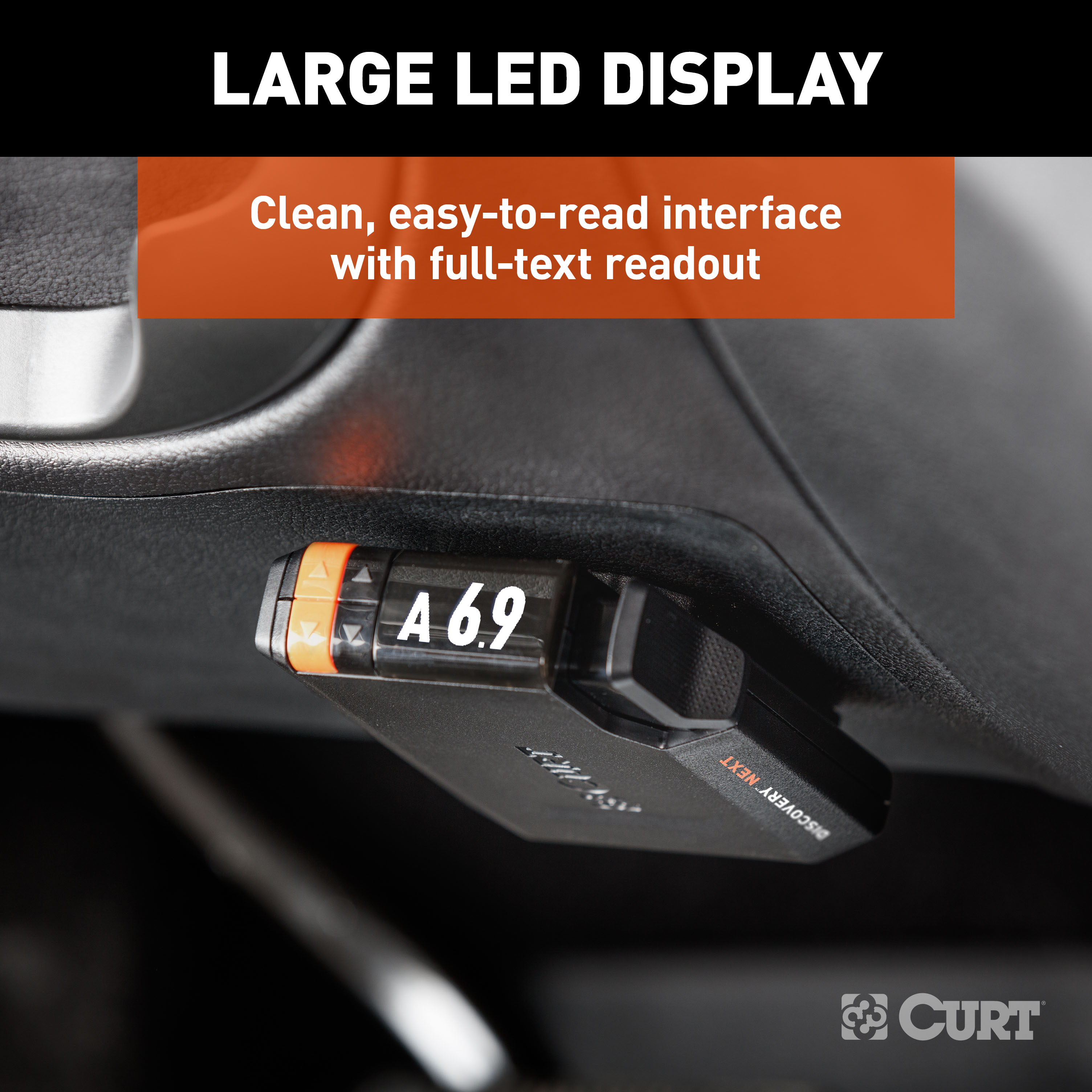 CURT Discovery NEXT Trailer Brake Controller – Time-Delay, LED Display, Adjustable Power, 1-4 Axles (2-8 Brakes) thumbnail 2