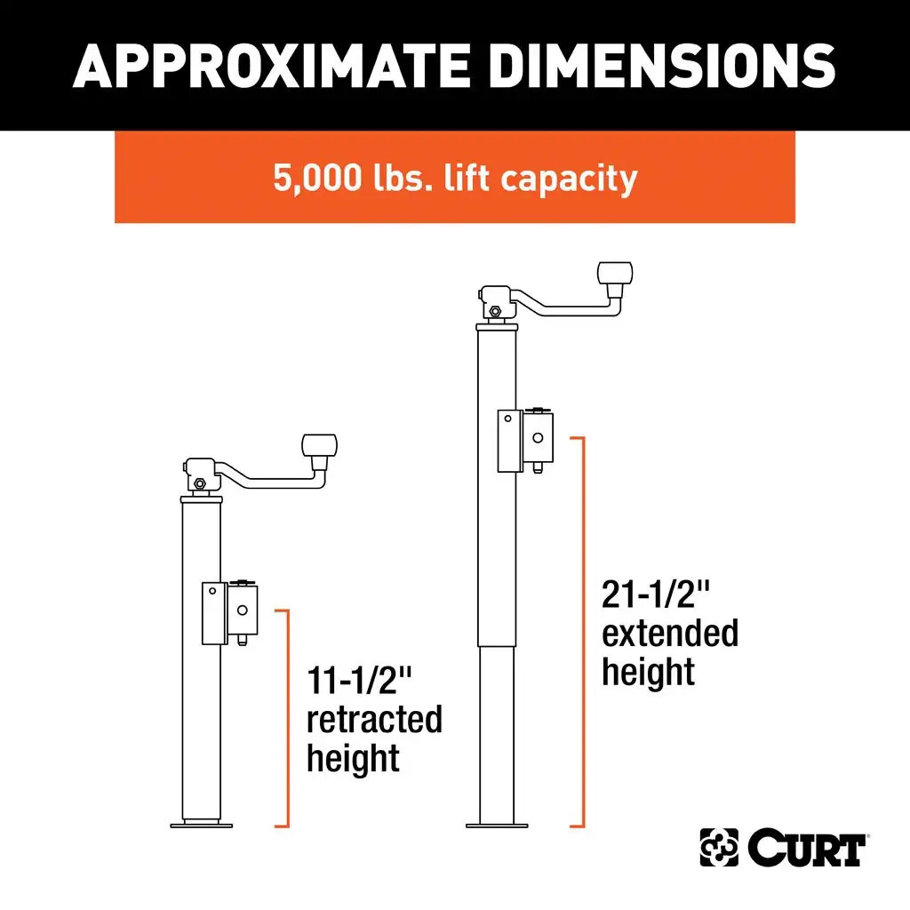 CURT Pipe-Mount Swivel Trailer Jack with Top Handle (5,000 lbs, 10" Travel) 25006 thumbnail 1