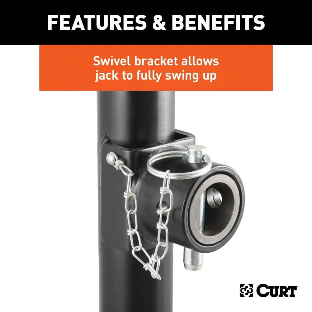 CURT Pipe-Mount Swivel Trailer Jack with Top Handle (5,000 lbs, 10" Travel) 25006 thumbnail 3