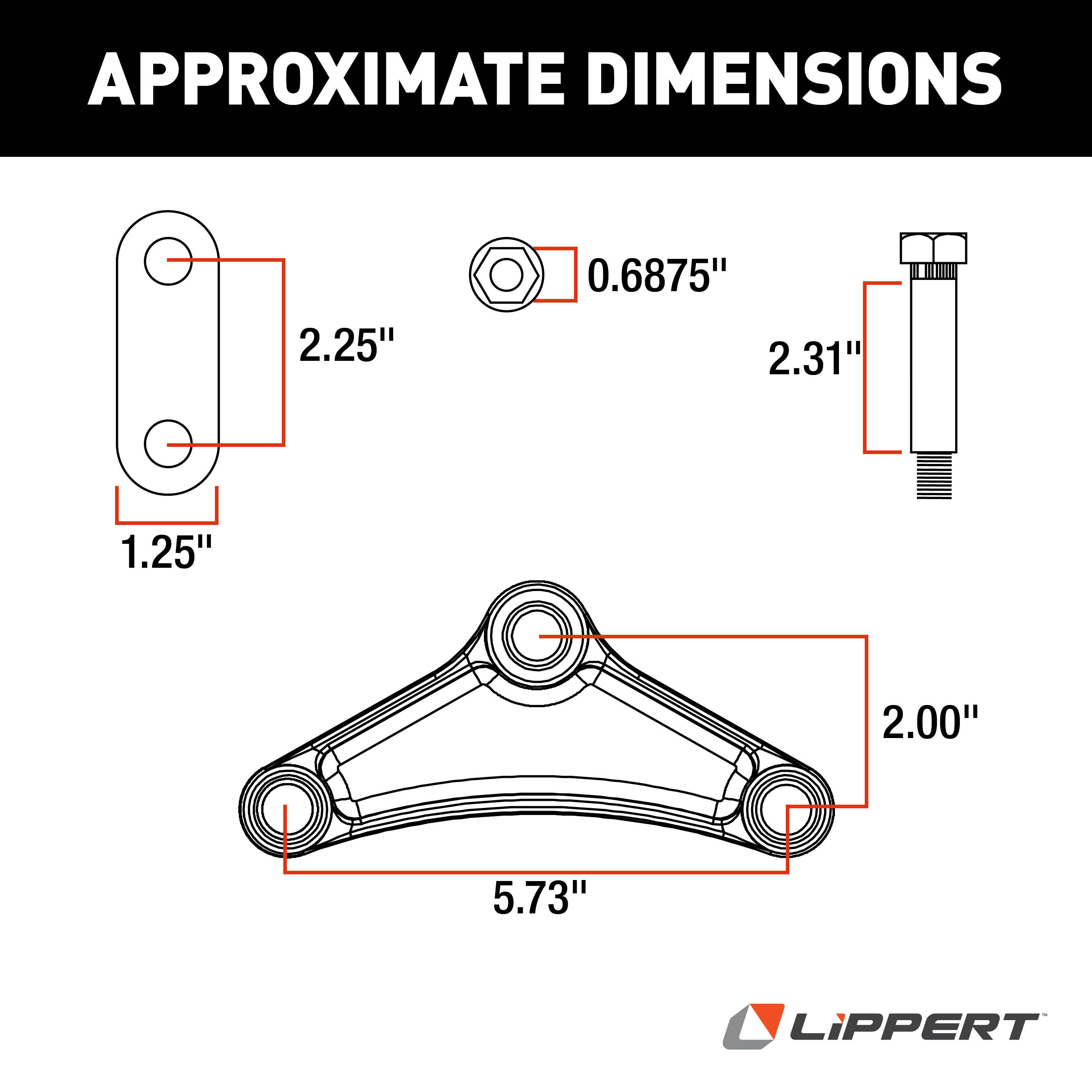 Lippert Attaching Parts for 2-7K-lb. Double-Eye Tandem Axles - Standard Equalizer, Bolts 121097L thumbnail 4