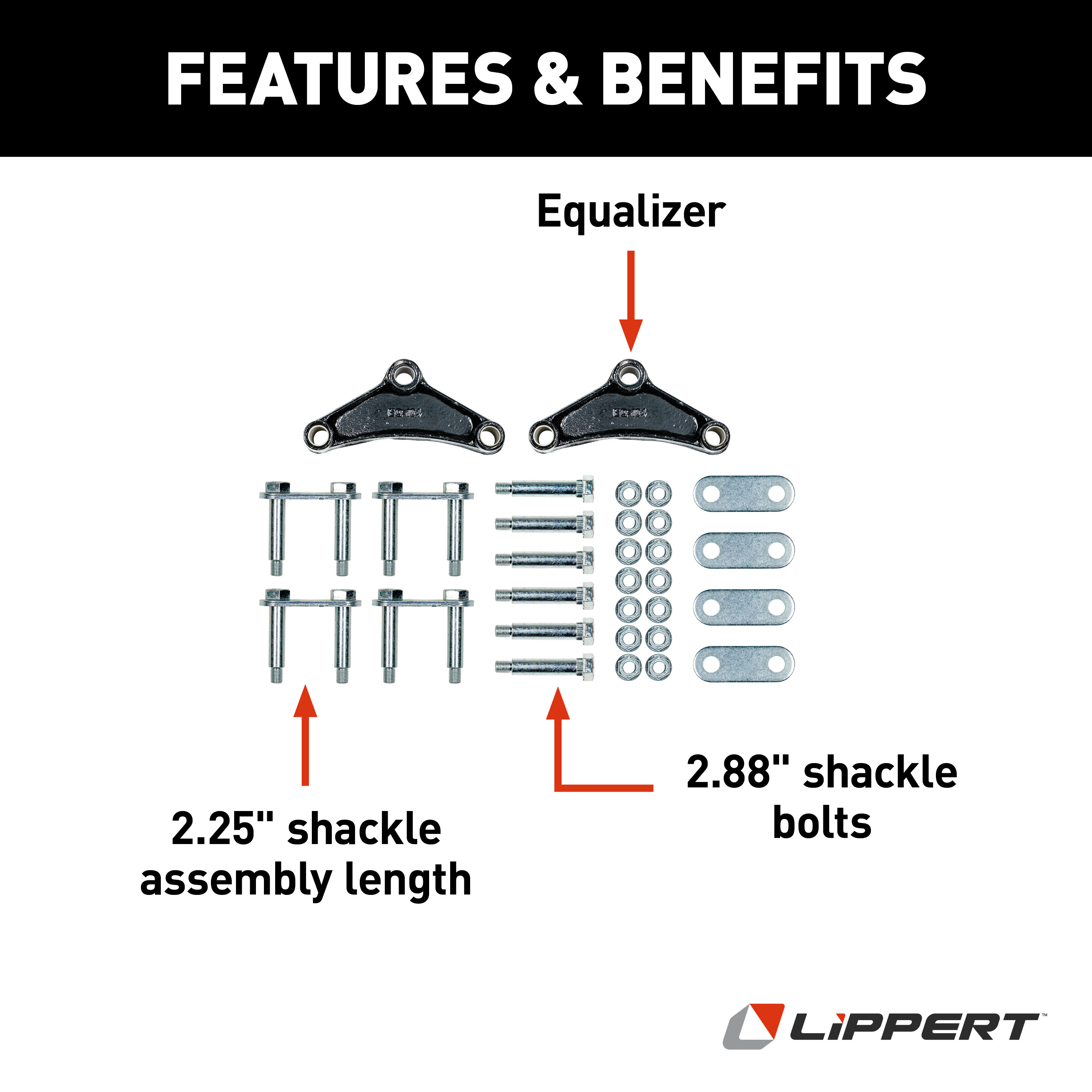 Lippert Attaching Parts for 2-7K-lb. Double-Eye Tandem Axles - Standard Equalizer, Bolts 121097L thumbnail 1