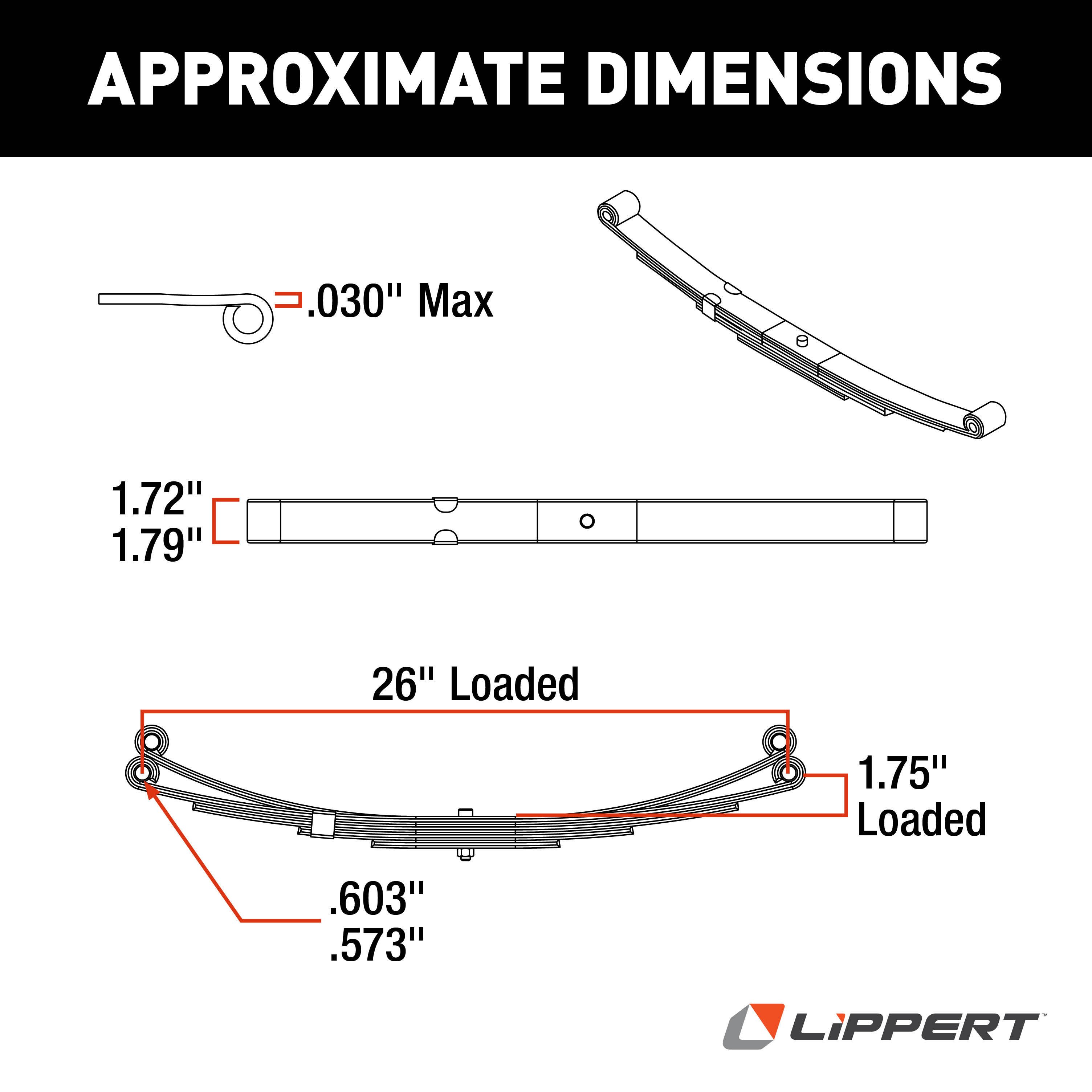 Lippert Replacement Double-Eye Trailer Leaf Spring - 26", 1,750-lb. Weight Capacity 124903L thumbnail 4