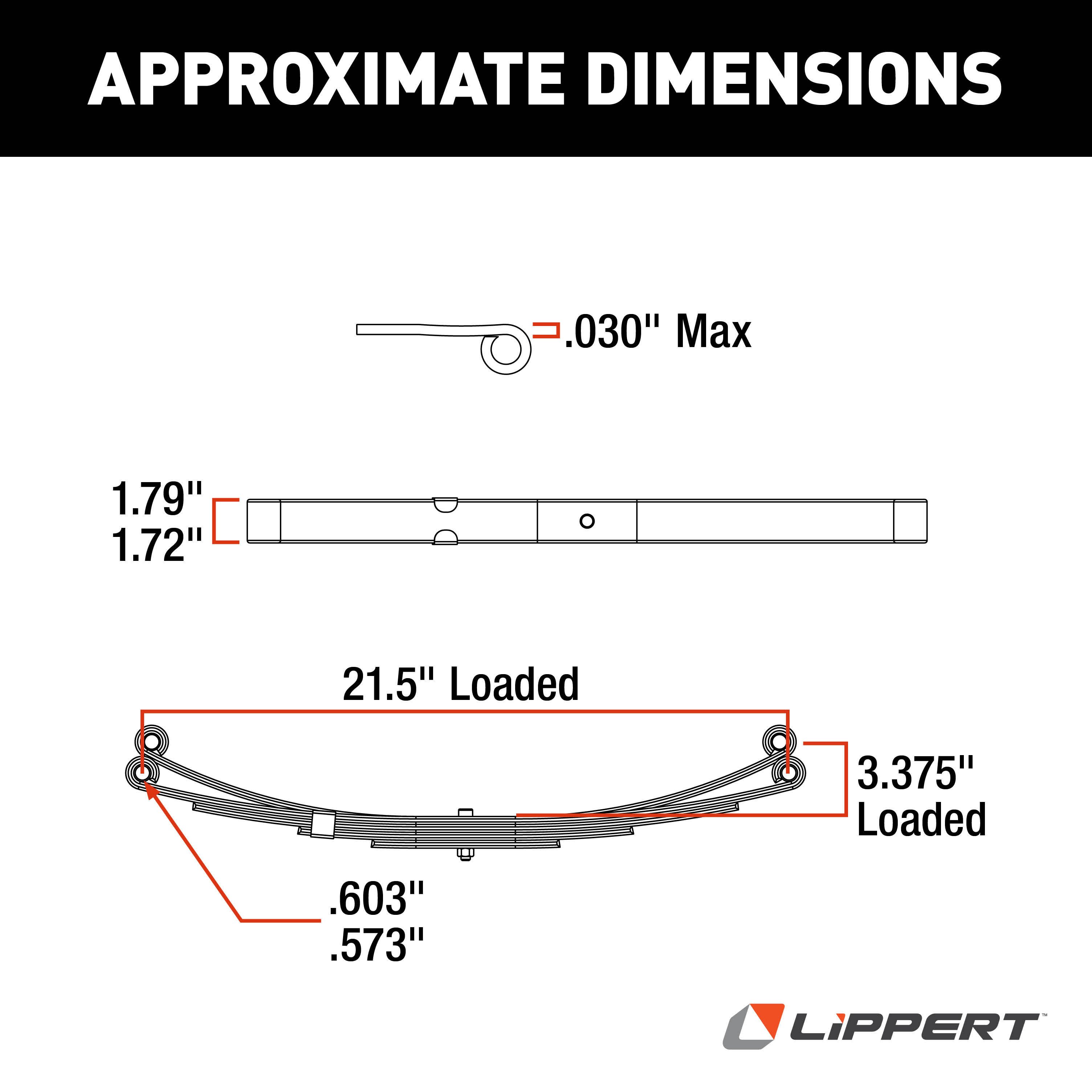 Lippert Replacement Trailer Leaf Spring - 21", 1,400-lb. Weight Capacity 125269 thumbnail 3