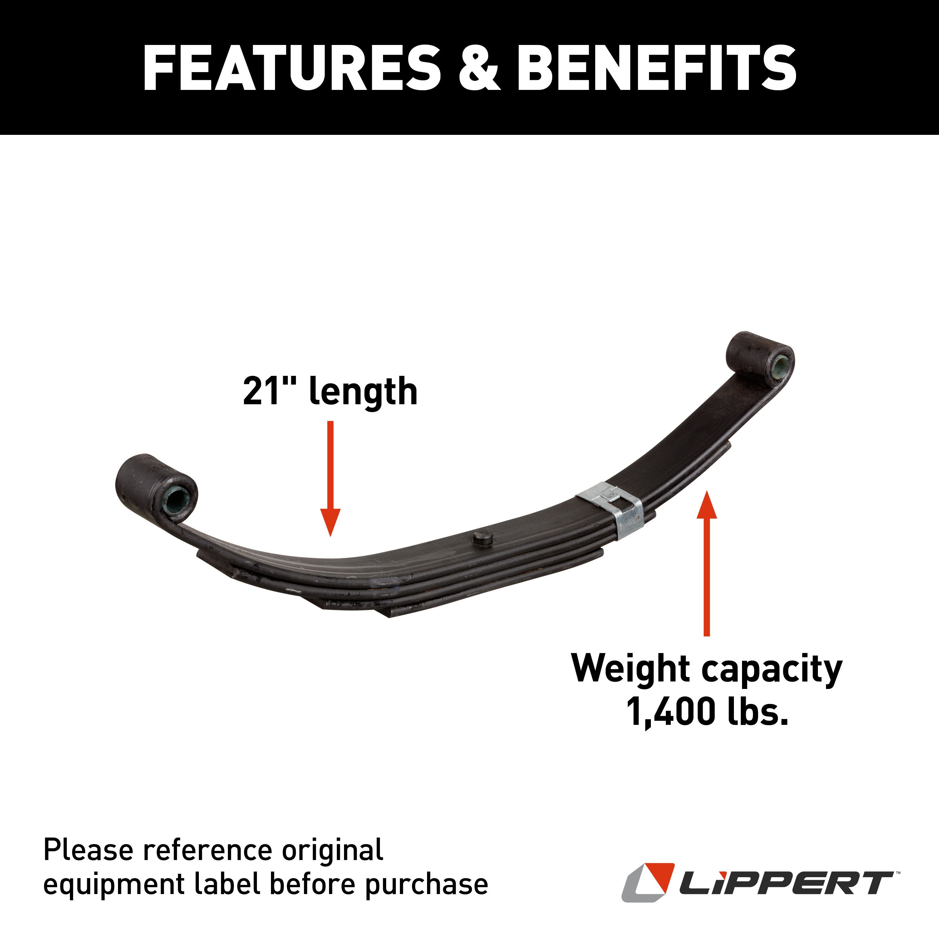 Lippert Replacement Trailer Leaf Spring - 21", 1,400-lb. Weight Capacity 125269 thumbnail 1