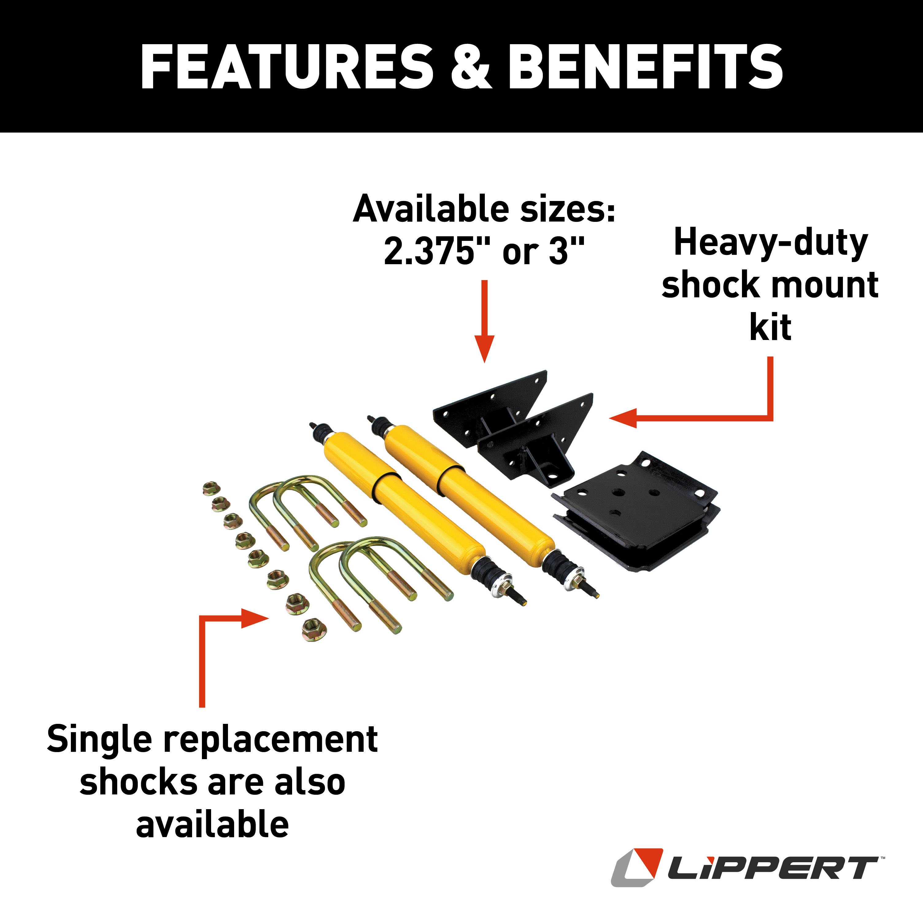 Lippert Heavy-Duty Shock Mount Kit - Fits 2-3/8" Axle Tube 281255 thumbnail 1