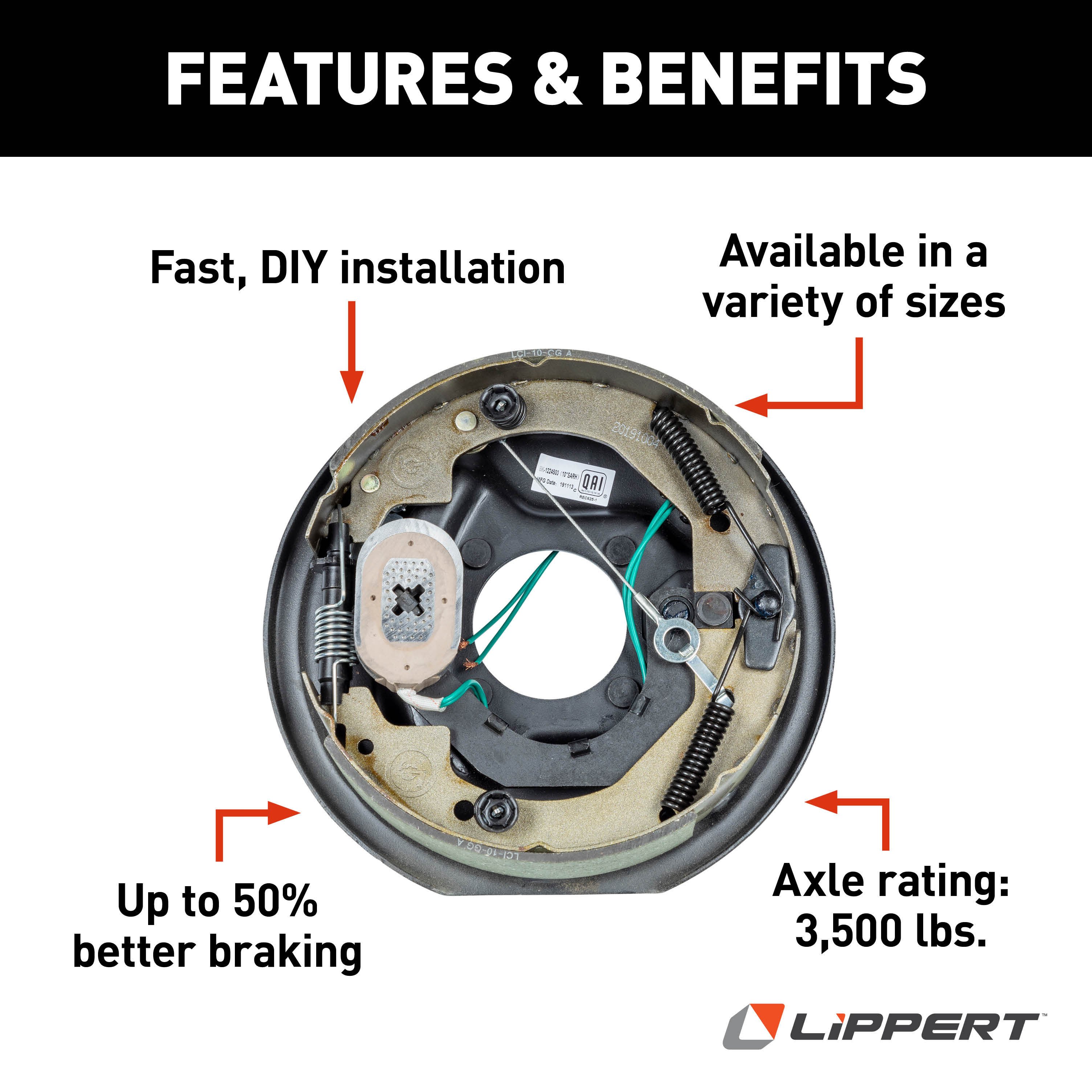Lippert Forward Self-Adjusting RV Brake Assembly - 10" x 2.25", 3,500 lbs. (Right Side) 296650 thumbnail 4