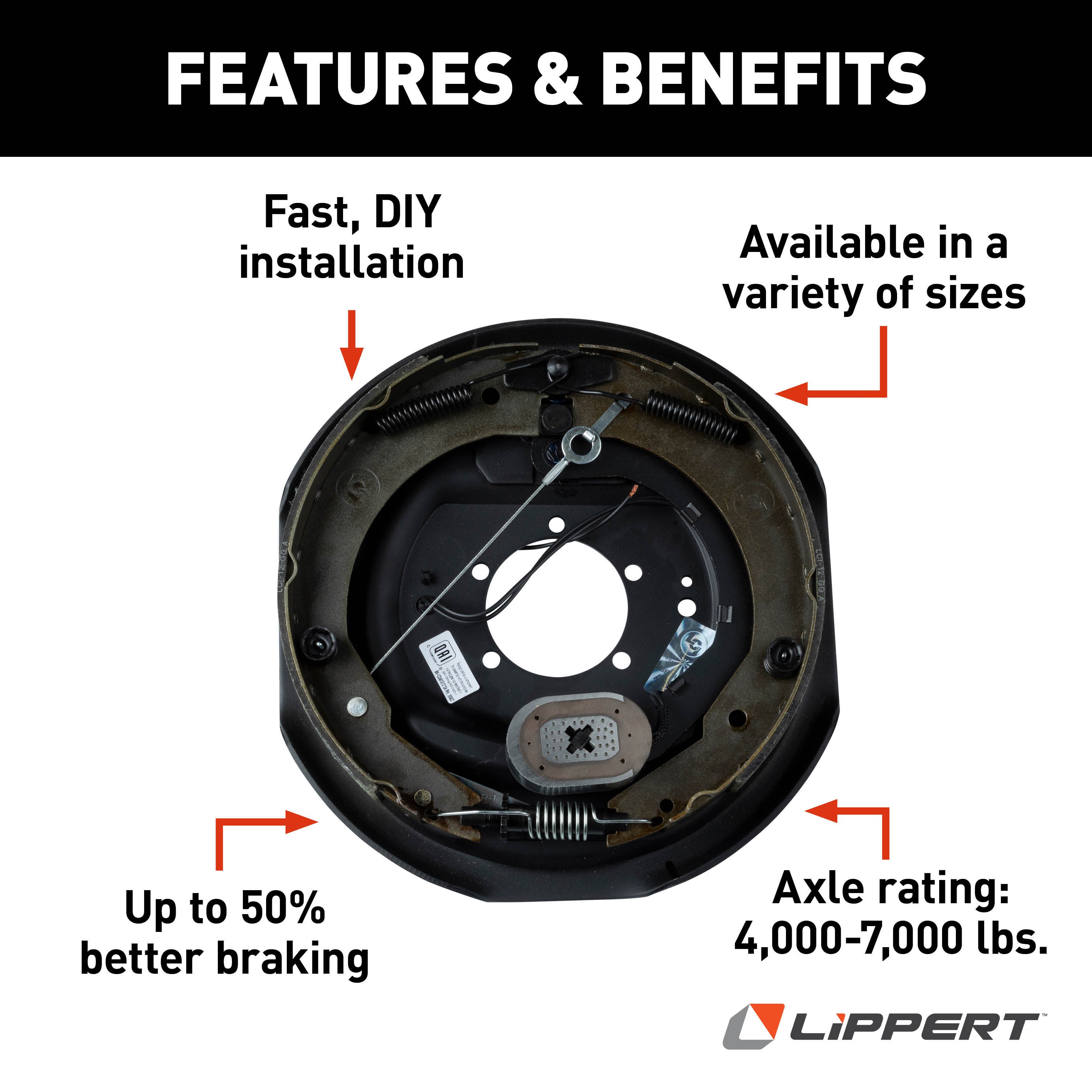 Lippert Forward Self-Adjusting RV Brakes - 12" x 2", 5,200-7,000-lb. Axles (Right Side) 296652 thumbnail 2