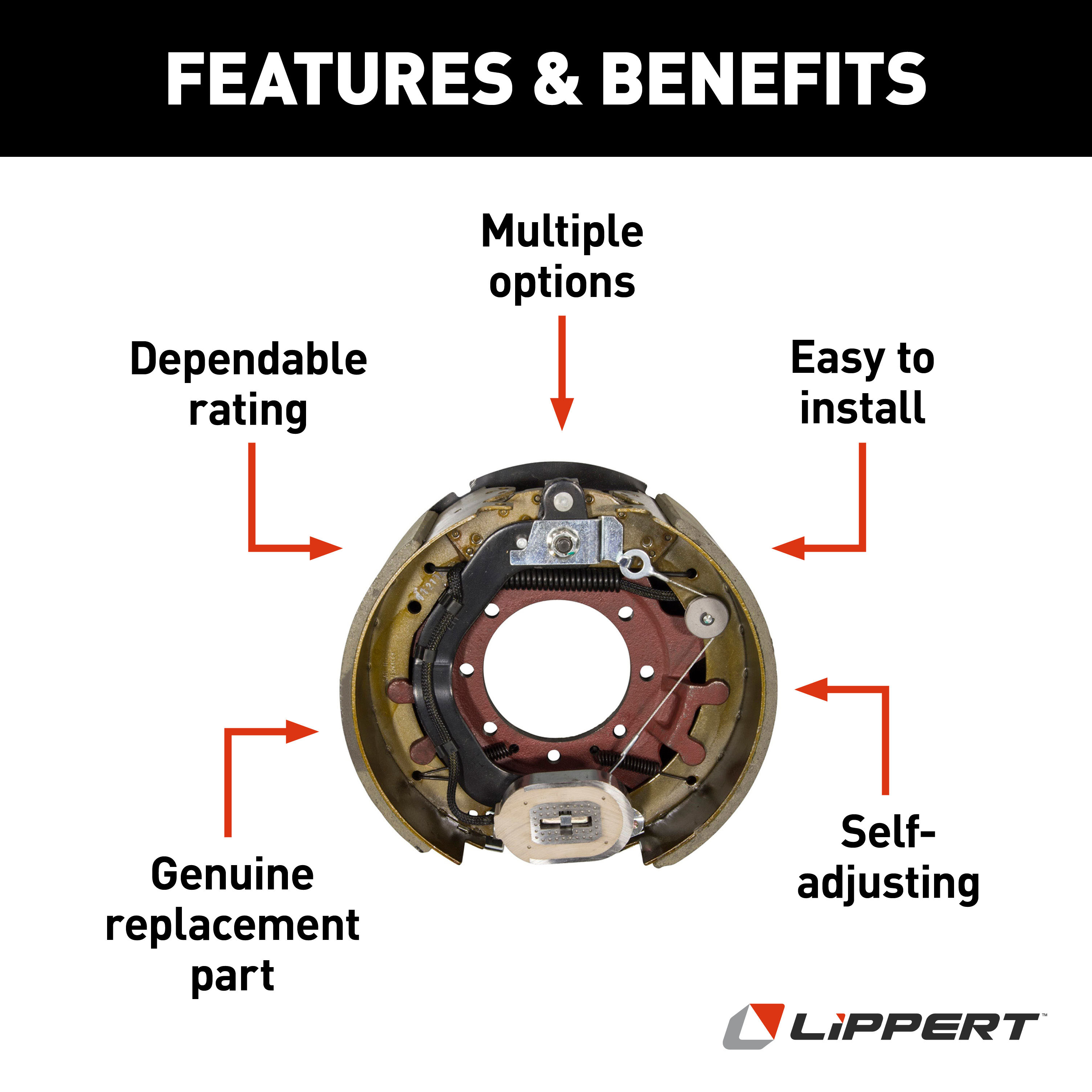 Lippert Electric Trailer Brake Assembly - 12.25" x 5" 12,000 lbs. Left Side 297998 thumbnail 1
