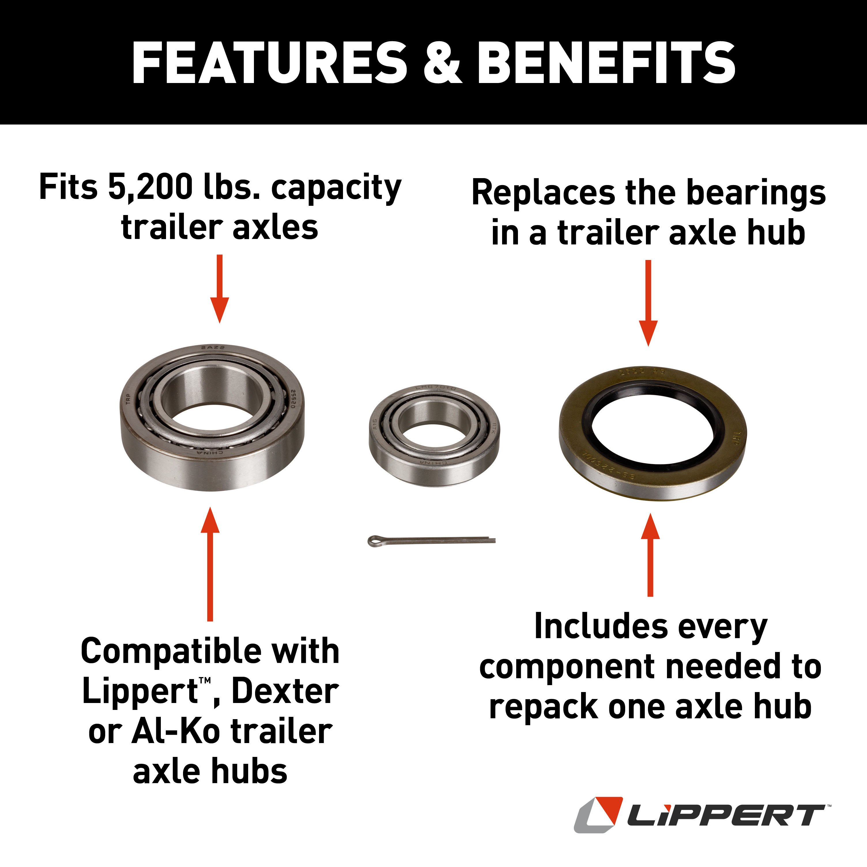 Lippert Trailer Bearing Replacement Kit for 5,200-lb. Axle Hub 333949 thumbnail 2