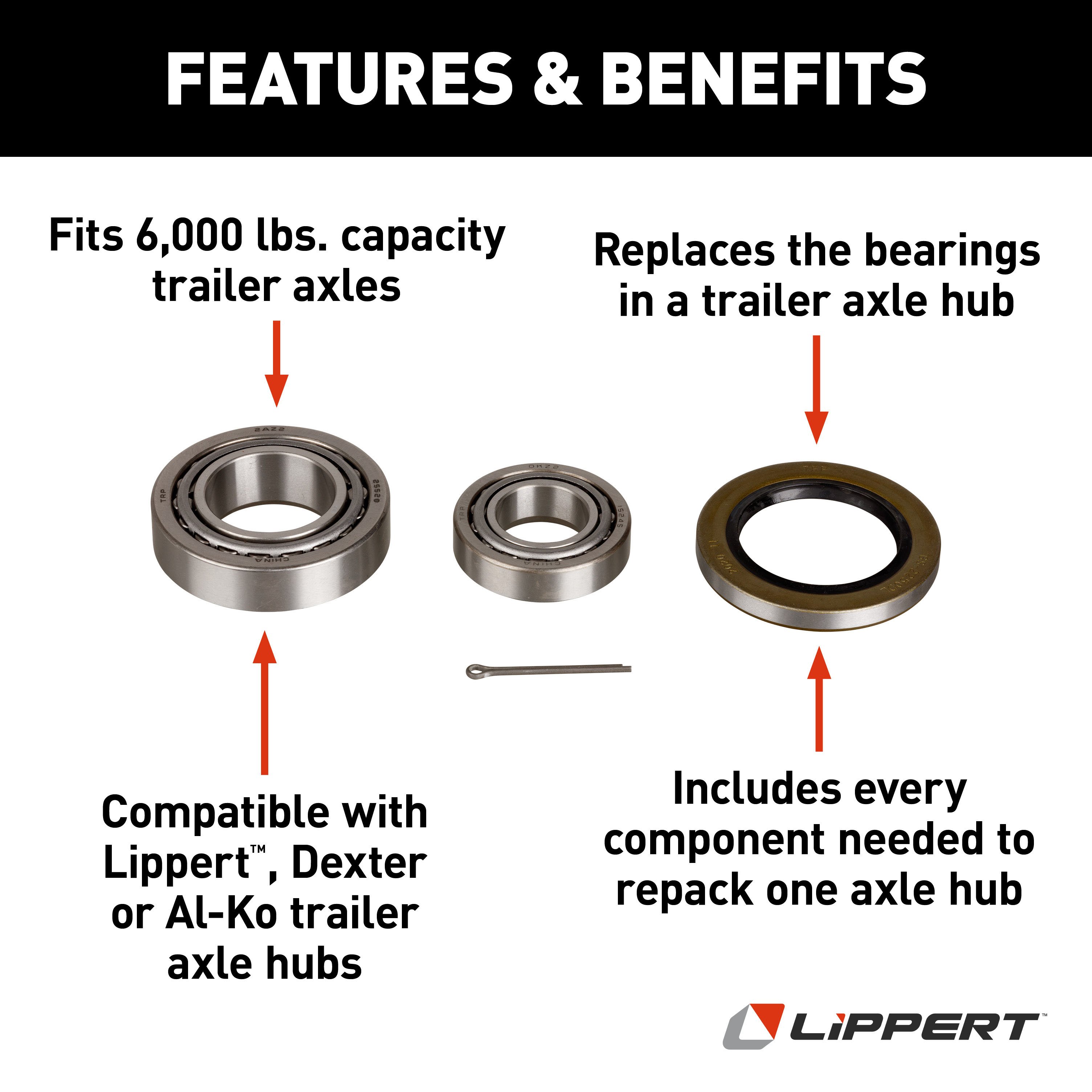 Lippert Trailer Bearing Replacement Kit for 6,000-lb. Axle Hub 333950 thumbnail 2