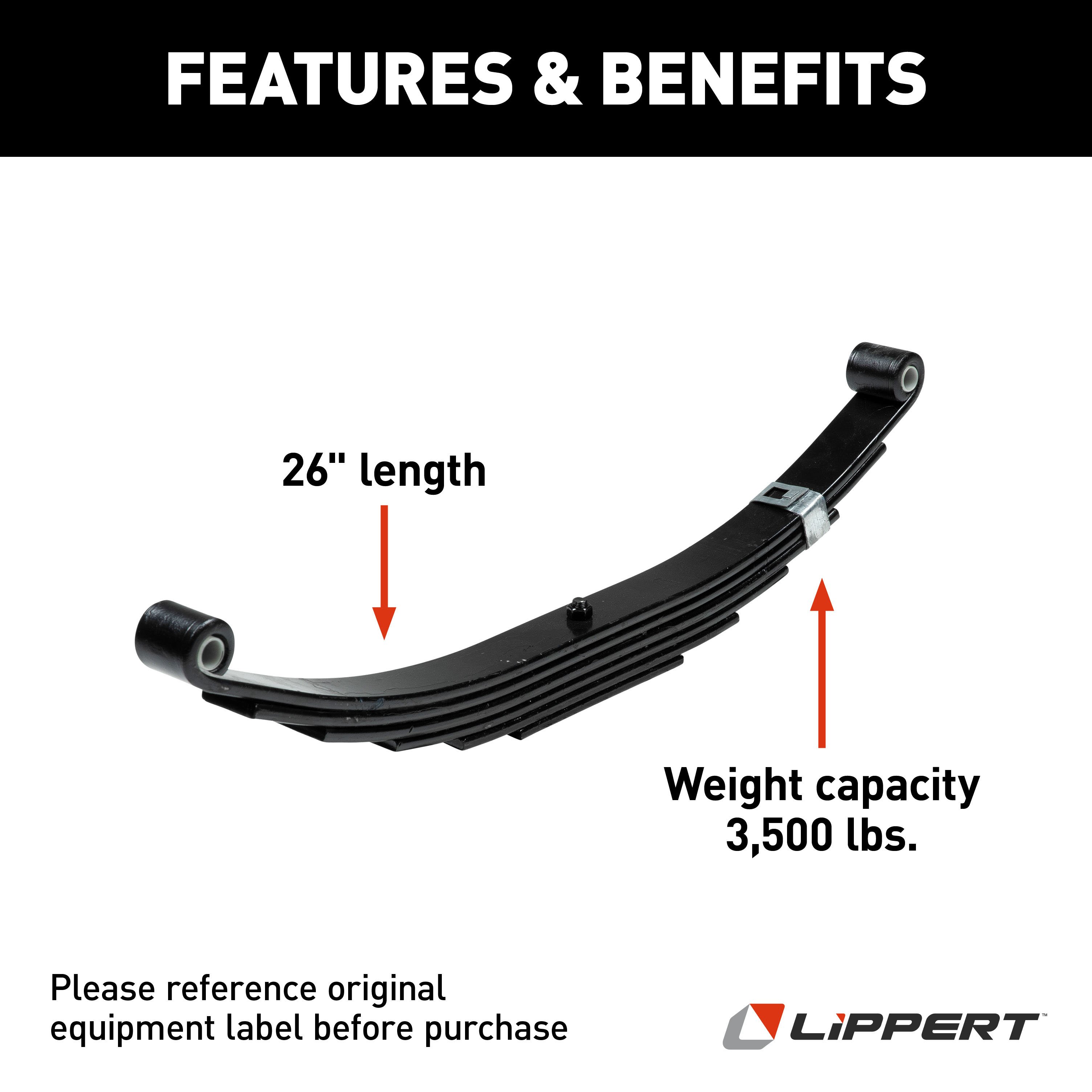 Lippert Replacement Trailer Leaf Spring - 26", 3,500-lb. Weight Capacity 679372 thumbnail 2