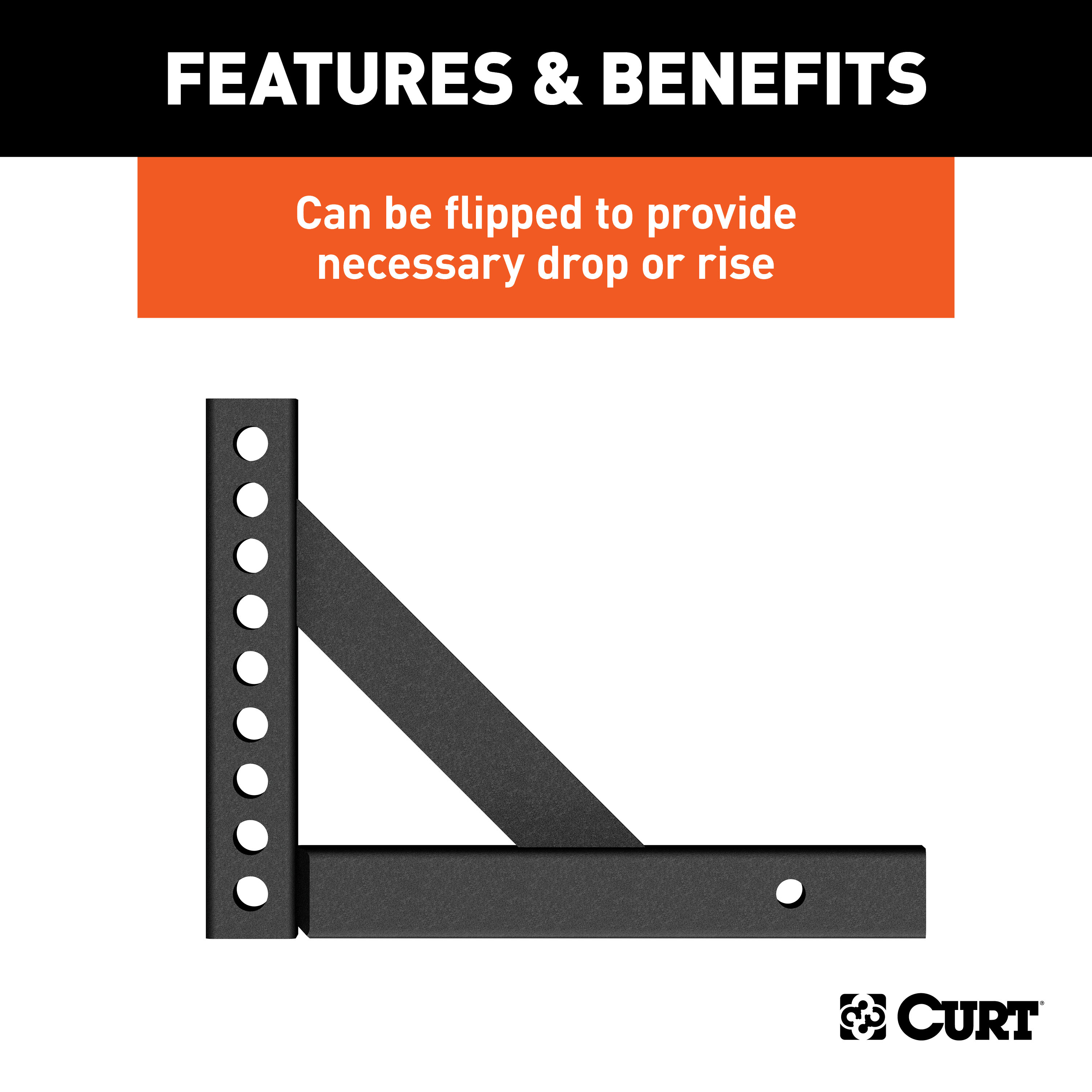 CURT 17121 Replacement Weight Distribution Hitch Shank, 2-Inch Receiver, 6-Inch Drop, 10-1/4-Inch Rise thumbnail 2