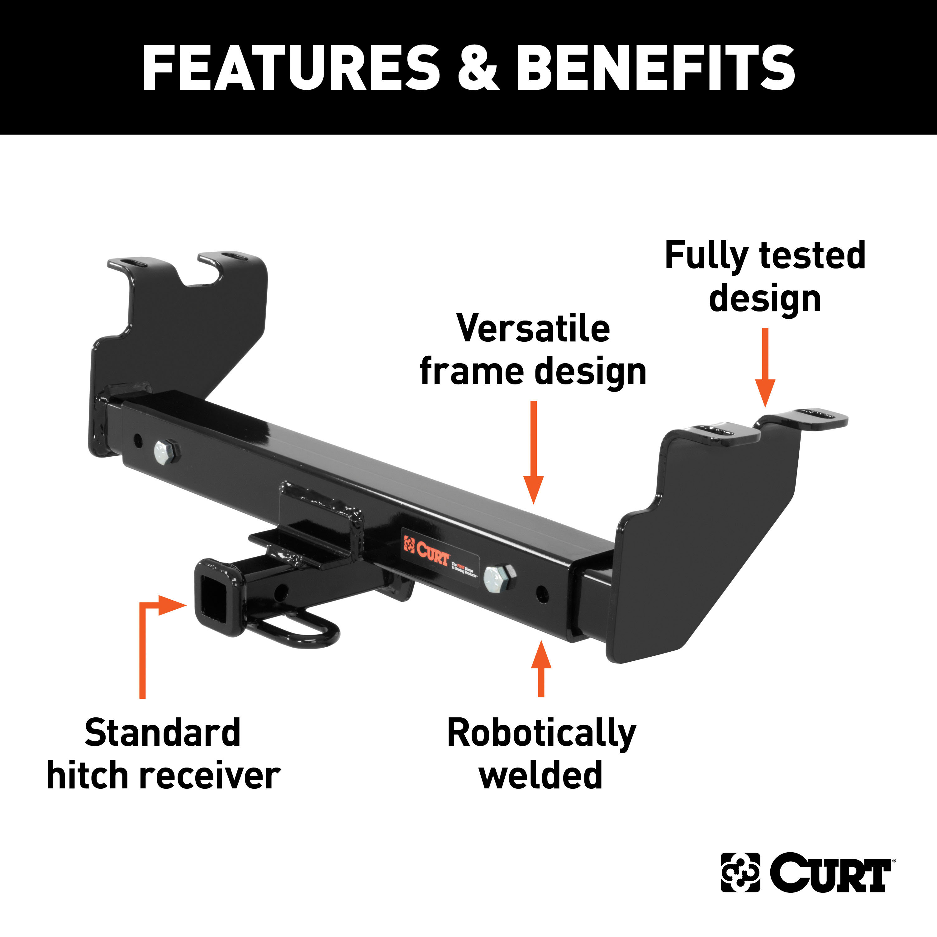 CURT 12923 Multi-Fit Class 2 Adjustable Hitch, 6-3/4-Inch Drop, 2-Inch Receiver, 3,500 lbs. thumbnail 1