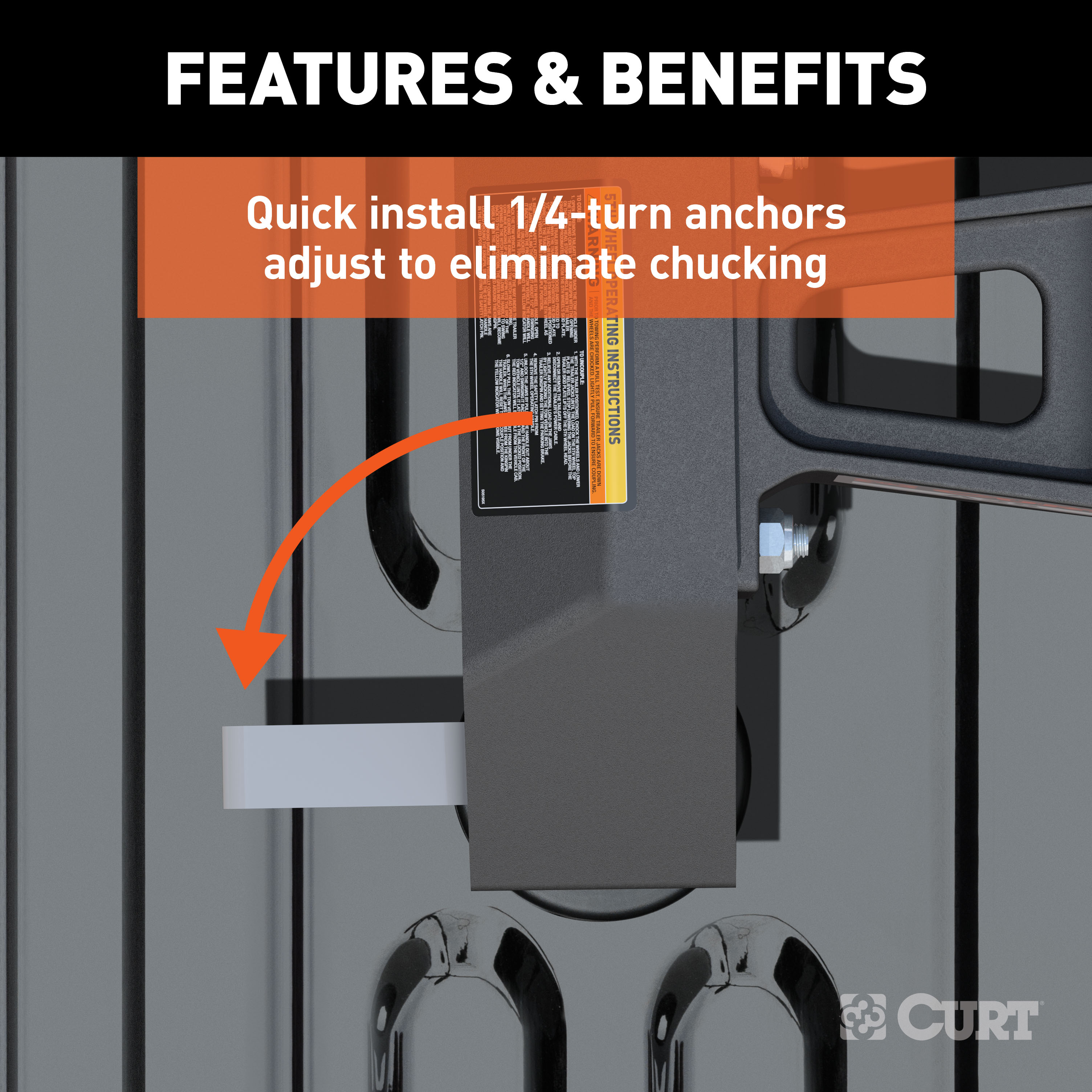 CURT 16029 Replacement Chevrolet Silverado, GMC Sierra 2500, 3500 HD Puck System 5th Wheel Legs, 25,000 lbs, Hitch Head Required thumbnail 3
