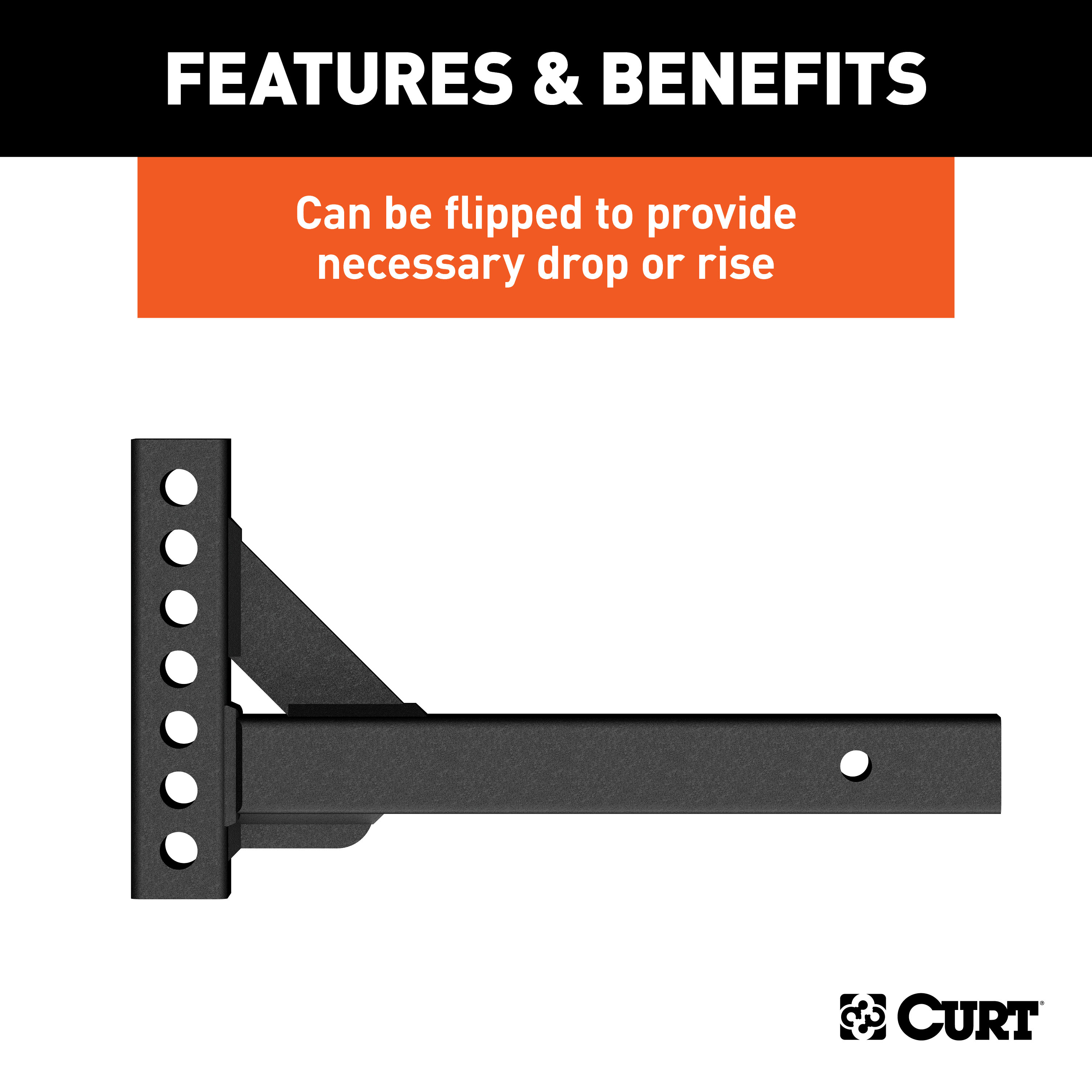 CURT 17103 Replacement Weight Distribution Hitch Shank, 2-Inch Receiver, 2-In Drop, 6-Inch Rise thumbnail 2