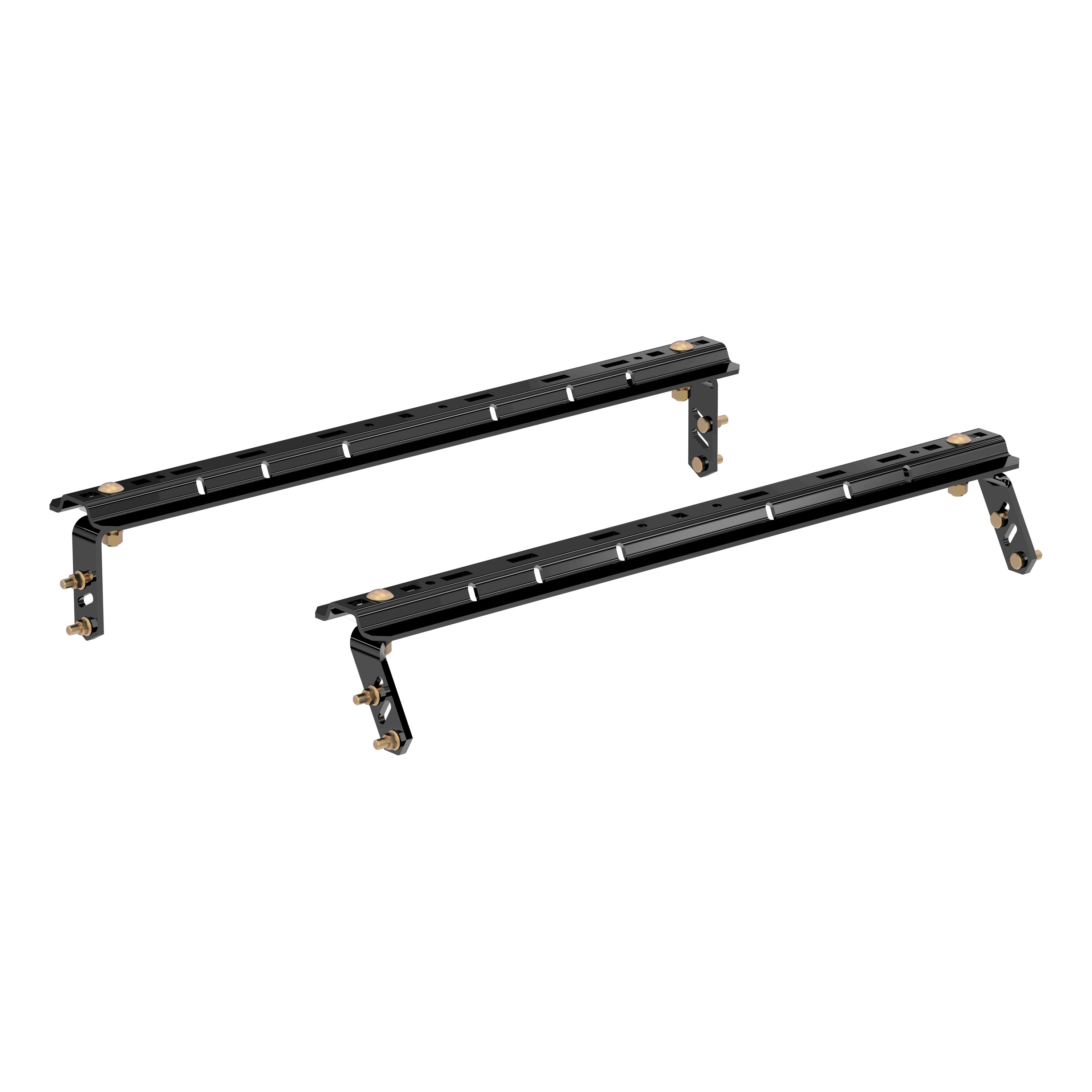 CURT 16150 Industry-Standard 5th Wheel Hitch Rails and 4-Bolt Brackets, Gloss Black, 25,000 Pounds thumbnail 0
