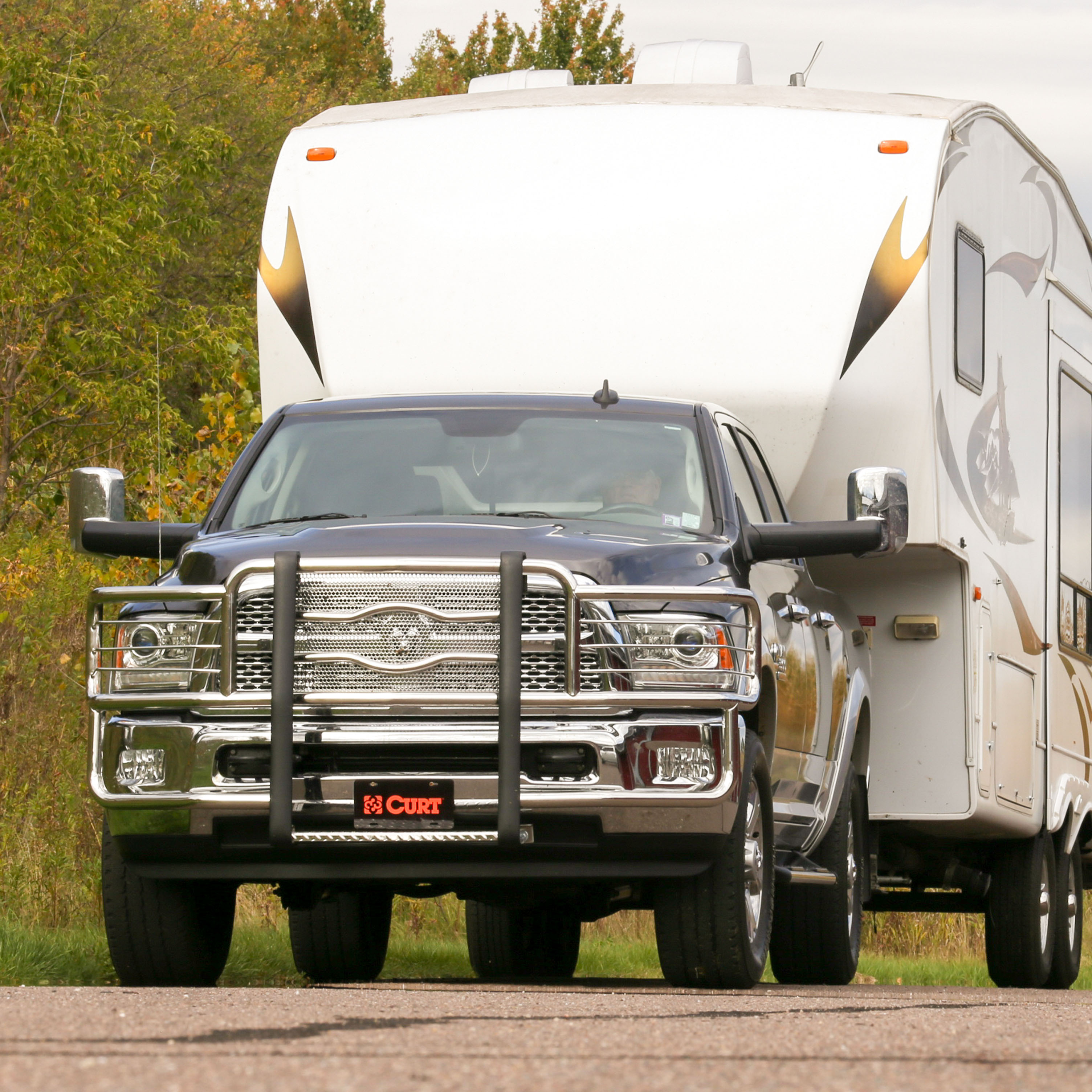 CURT 16150 Industry-Standard 5th Wheel Hitch Rails and 4-Bolt Brackets, Gloss Black, 25,000 Pounds thumbnail 5