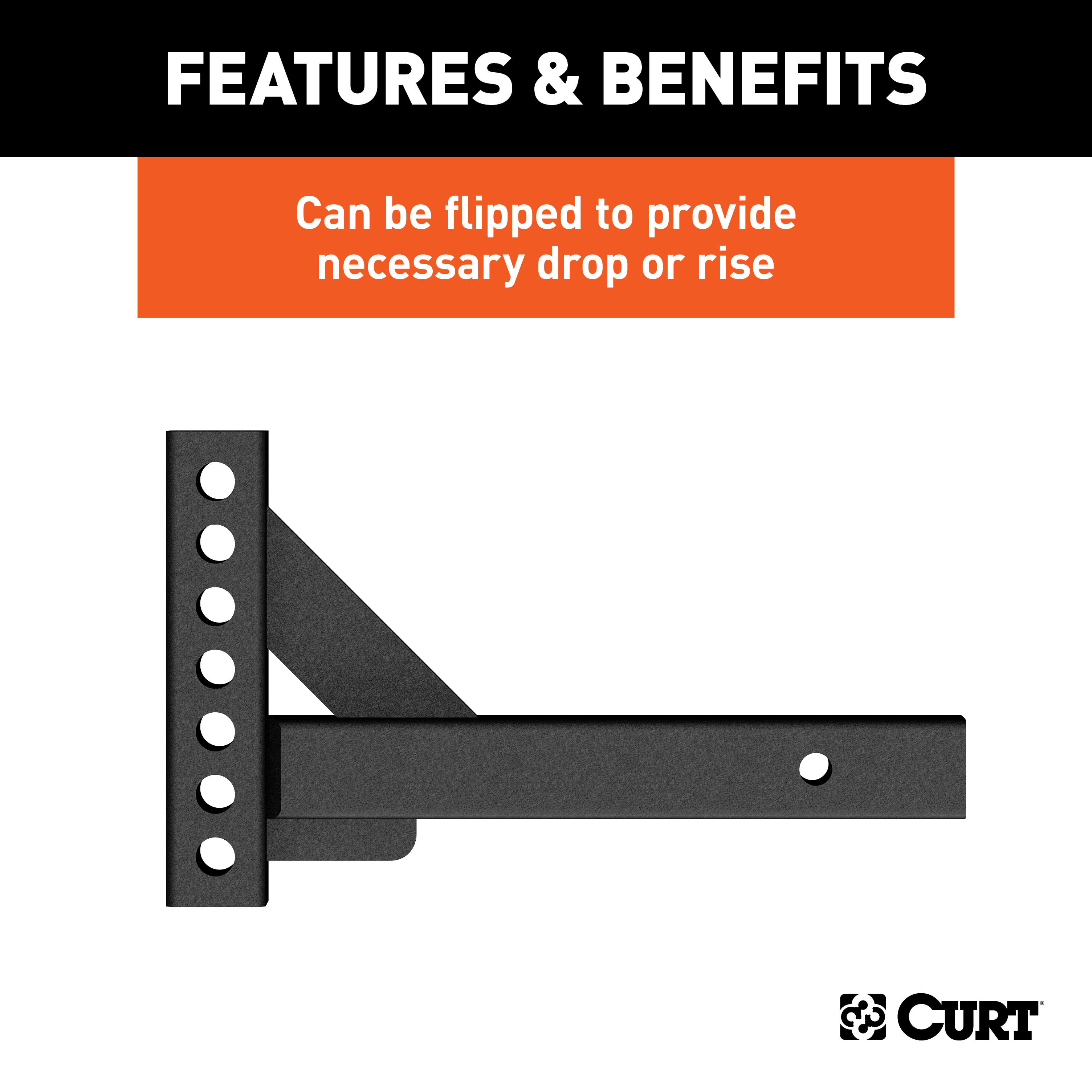CURT 17102 Replacement Weight Distribution Hitch Shank, 2-Inch Receiver, 2-In Drop, 6-Inch Rise thumbnail 2